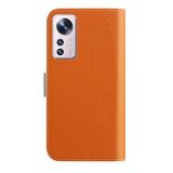 Peňaženkové kožené puzdro LITCHI na Xiaomi 12 Lite – Oranžová
