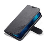 Peňaženkové kožené puzdro AZNS na iPhone 14 Pro - Čierna