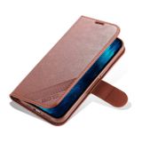 Peňaženkové kožené puzdro AZNS na iPhone 14 Pro - Hnedá