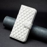 Peňaženkové kožené puzdro Diamond Lattice na Oppo Reno 7 5G - Biela