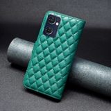 Peňaženkové kožené puzdro Diamond Lattice na Oppo Reno 7 5G - Zelená