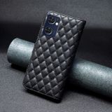 Peňaženkové kožené puzdro Diamond Lattice na Oppo Reno 7 5G - Čierna