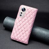 Peňaženkové kožené puzdro LATTICE na Xiaomi 12 Lite – Ružová