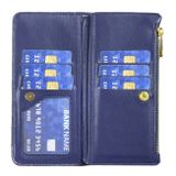 Peňaženkové kožené puzdro Diamond Lattice Zipper na Moto G31/G41 - Modrá