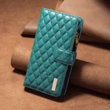 Peňaženkové kožené puzdro Diamond Lattice Zipper na Moto G31/G41 - Zelená