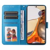 Peňaženkové kožené puzdro EMBOSSED na Xiaomi Mi 11T / 11T Pro – Modrá