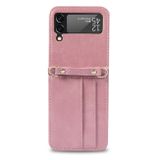 Kožený kryt Lanyard na Samsung Galaxy Z Flip4 - Ružová