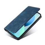 Peňaženkové kožené puzdro RFID Brush Texture na Moto E32 - Modrá