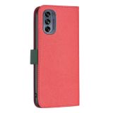 Peňaženkové kožené puzdro CROSS na Motorola Moto G62 5G – Červená