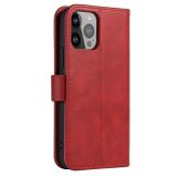 Peňaženkové kožené puzdro Calf Texture na iPhone 14 - Červená