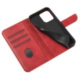 Peňaženkové kožené puzdro Calf Texture na iPhone 14 - Červená