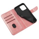 Peňaženkové kožené puzdro CALF TEXTURE na iPhone 14 Pro - Ružovozlatá