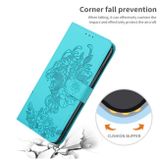 Peňaženkové kožené puzdro TIGER na iPhone 14 Pro - Modrá