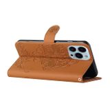 Peňaženkové kožené puzdro TIGER na iPhone 14 Pro - Hnedá