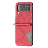 Kožený kryt Rhombus na Samsung Galaxy Z Flip4 - Červená
