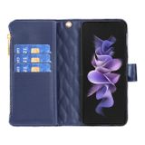 Peňaženkové kožené puzdro Lattice na Samsung Galaxy Z Fold4 - Modrá