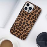 Kožený kryt na iPhone 14 Pro - Yellow Leopard Texture