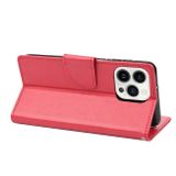Peňaženkové kožené puzdro FLOWER na iPhone 14 Pro - Červená