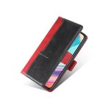 Peňaženkové kožené puzdro Contrast na Motorola Edge 30 Ultra - Červená a čierna