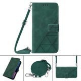 Peňaženkové kožené puzdro Crossbody Embossed na Motorola Edge 30 - Tmavo zelená