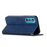 Peňaženkové kožené puzdro Splicing na Motorola Edge 30 - Modrá