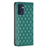 Peňaženkové kožené puzdro Diamond Lattice Flip na Oppo Reno 7 5G - Zelená