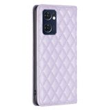 Peňaženkové kožené puzdro Diamond Lattice Flip na Oppo Reno 7 5G - Fialová