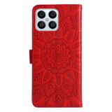 Peňaženkové kožené puzdro Sunflower na Honor X8 5G/X6 - Červená