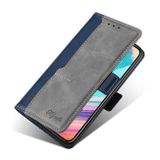 Peňaženkové kožené puzdro Contrast na Honor X8 5G/X6 - Modrá + Šedá