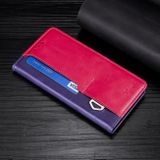 Peňaženkové kožené puzdro Contrast na Honor X8 5G/X6 - Fialová + Ružovočervená
