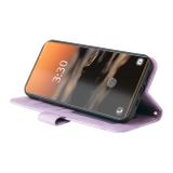 Peňaženkové kožené puzdro BUTTON na Samsung Galaxy S23 Ultra 5G – Fialová