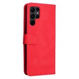 Peňaženkové kožené puzdro BUTTON na Samsung Galaxy S23 Ultra 5G – Červená