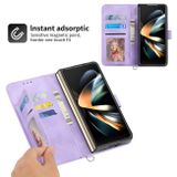 Peňaženkové kožené puzdro Flowers na Samsung Galaxy Z Fold4 - Fialová
