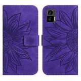 Peňaženkové kožené puzdro Sun Flower na Motorola Edge 30 Neo - Tmavo fialová
