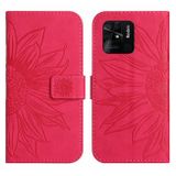 Peňaženkové kožené puzdro FLOWER na Xiaomi Redmi 10C – Ružovo červená