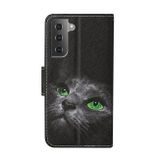 Peňaženkové 3D puzdro DRAWING na Samsung Galaxy S23 Plus 5G – Čierna mačka