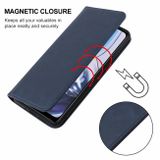 Peňaženkové kožené puzdro Magnetic Closure na Moto E22 - Modrá