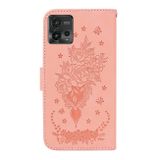 Peňaženkové kožené puzdro Butterfly Rose na Motorola Moto G72 - Ružová