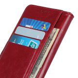 Peňaženkové kožené puzdro Copper na Motorola Moto G72 - Vínovo Červená