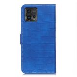 Peňaženkové kožené puzdro Crocodile na Motorola Moto G72 - Modrá