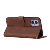 Peňaženkové kožené puzdro Calf Stitching na Motorola Edge 30 Neo - Hnedá