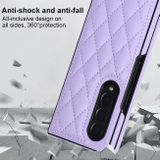Peňaženkové kožené puzdro Rhombic na Samsung Galaxy Z Fold4 - Fialová