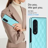 Peňaženkové kožené puzdro Rhombic na Samsung Galaxy Z Fold4 - Tyrkysová