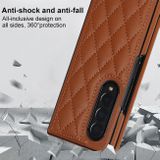 Peňaženkové kožené puzdro Rhombic na Samsung Galaxy Z Fold4 - Hnedá