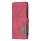 Peňaženkové kožené puzdro Rhombus na Motorola Moto G72 - Červená