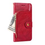 Peňaženkové kožené puzdro Zipper Bag na Oppo A58 5G - Červená