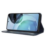 Peňaženkové kožené puzdro Magnetic Buckle na Motorola Moto G72 - Modrá