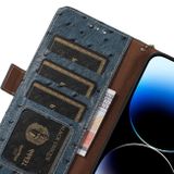Peňaženkové kožené puzdro Ostrich Pattern na Moto G73 5G - Modrá