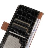 Peňaženkové kožené puzdro Crocodile Top Layer na Moto G73 5G - Čierna