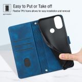 Peňaženkové kožené puzdro Skin Feel Embossed na Motorola Moto E20 / E30 / E40 - Modrá